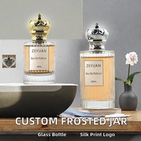 Flacon de parfum en verre vide à rayures verticales avec bouchon en métal couronne, 50 ml, 100 ml, pour marque de parfum, commande en gros