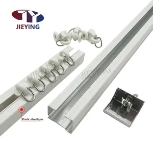 Jieying Wholesalers Track Curtain Rods Aluminum Curtain Rail For Window Decoration Ceiling Silent Curtain Track