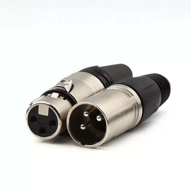 Black Housing 3 Cores Solder Type XLR Connector Male Female 3 Pins XLR Microphone Connector