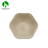 Contenants alimentaires hexagonaux profonds de 750 ml et 1000 ml, écologiques, en pulpe, compatibles micro-ondes, grands, avec couvercle