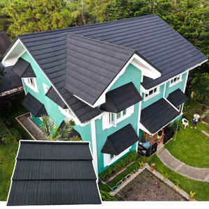 Tôles de toiture en acier revêtues de <span class=keywords><strong>pierre</strong></span>, résistantes aux intempéries, personnalisation acceptée, tuiles de toiture en métal - Product Image 1