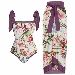 <span class=keywords><strong>Maillot</strong></span> <span class=keywords><strong>de</strong></span> <span class=keywords><strong>bain</strong></span> une pièce conservateur imprimé floral avec tissu élastique ajustable en Spandex/Polyester – Ensemble robe <span class=keywords><strong>de</strong></span> plage - Product Image 1