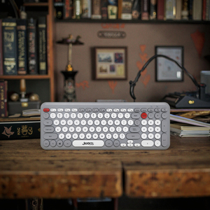 Mesin tik Retro kunci bulat cokelat berkabel Keyboard 98 tombol BT Keyboard portabel untuk PC Laptop Win/iOS/Android - Product Image 5