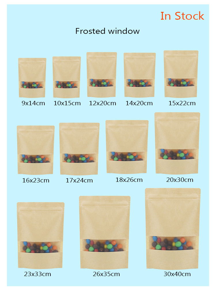 Cookie Standup Bolsas De Papel Para Comida Horizontal Snack Packaging Bags Biodegradable Kraft Paper Pouch