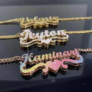 Collana di Moda Trendy per Donna all'Ingrosso, Gioielli Economici con Zirconi Misti e Lettere Personalizzate - Product Image 2