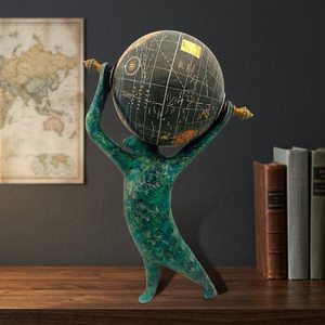 Whimsical Metallic <b>Squirrel</b> Carrying Globe Table Accent Art Deco Rotating Eco Friendly Decorative Showpiece - Product Image 2