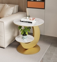 Petite table d'appoint ronde double couche créative et haut de gamme pour salon balcon meubles de maison mobiles de style ferme