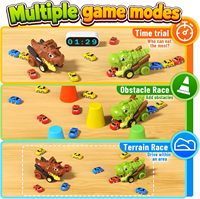 EPT 12 Mini Coches Magnéticos Juego de Serpiente con Luz y Sonido, Deformación con un Toque, Control Remoto de 2.4 GHz, Juguete de Coche Dinosaurio
