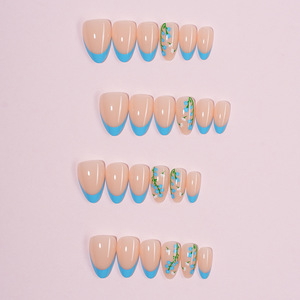 Nouvelles Faux <span class=keywords><strong>Ongles</strong></span> à Presser 24 pièces en Gros, French Coloré à Motifs Floraux, Acrylique de Haute Qualité, Couverture Complète, Forme Amande - Product Image 3