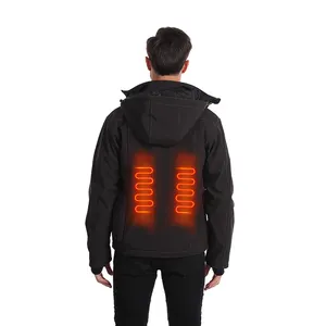 Özel kış elektrik pili şarj edilebilir rüzgar geçirmez USB ısıtmalı ceket Hoodies ceket giyim erkekler için