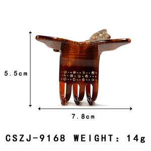 Pinza de Pelo Elegante con Diseño de Mariposa Marrón, con Pedrería, Venta al Por Mayor, Personalizada, de Alta Calidad, USA Glow Brooks Inc - Product Image 2