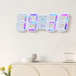 工場クリエイティブRGBカラフルデジタル発光LED 3D壁掛け＆卓上目覚まし時計、リビングルーム用静音発光電子時計 - Product Image 4