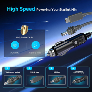 Edup Starlink Mini 100W 3-Trong-1 Dây Điện 3M/5M Xe Sạc + DC + Loại C Để DC Starlink Tương Thích Mini Cáp - Product Image 2