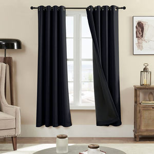 Fenêtres à isolation thermique noire rideaux acoustiques œillets haut 100% panneaux de rideaux occultants pour la maison chambre salon hôtel - Product Image 1
