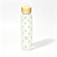 Bouteille d'eau en verre personnalisée de 19 oz avec impression intégrale et revêtement en silicone doux au toucher