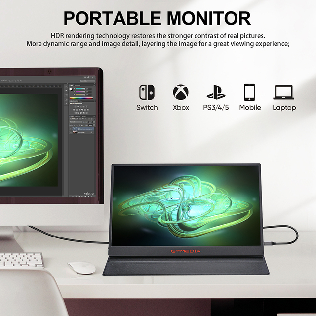 OEM/ODM  17.3  Inch Portable Monitor Gaming 1080p 2.5k 4k 165hz Laptop Screen Extender Portable Screen for Laptop