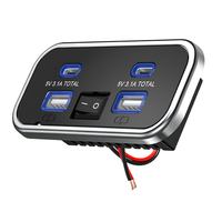 Chargeur de voiture USB 4 ports avec ports USB-C 12-24V 5V3.1A, double Type-C et double USB-A, interrupteur LED intégré, prise de chargeur de voiture