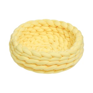 Queeneo hecho a mano grueso tejido a máquina lavable para gatos cama suave para dormir redondo algodón tubo Donut gigante tejido trenzado mascota sofá cama - Product Image 5