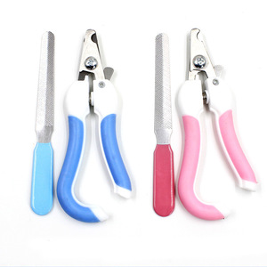 Ensemble de coupe-ongles pour animaux de compagnie avec lime, pinces en plastique rose et bleu pour le toilettage des chiens et des chats - Product Image 1