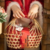Panier-cadeau en bambou tissé personnalisé, emballage alimentaire, Nouvel An, vente en gros, logo personnalisé, boîte en bois recyclable, marquage à chaud/quatre couleurs