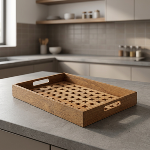 Handmade <b>Extra</b> <b>Large</b> Rectangular Wooden Tray Eco-Friendly Dishwasher Microwave Safe Household Breakfast Serving Table Decoration - Product Image 1