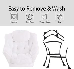 Đầy Đủ Màu Trắng thoải mái đọc sách ghế với footstool giọng phòng chờ sofa với tay vịn & túi bên cho phòng khách - Product Image 3
