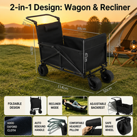 Chariot de plage pliable tout-terrain robuste avec cadre en acier, poignée réglable et grande capacité pour le camping et les activités de plein air