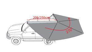 Oem/ODM 270 độ freestanding xe bên có thể thu vào cắm trại mái hiên Roof Top Lều gấp Tarp cho xe ô tô - Product Image 2