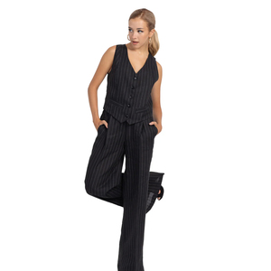Conjunto de <span class=keywords><strong>Chaleco</strong></span> y Pantalón de Traje para <span class=keywords><strong>Mujer</strong></span> con Rayas Diplomáticas, Hecho a Medida, Estilo Formal para Oficina, <span class=keywords><strong>Chaleco</strong></span> Casual de Negocios - Product Image 4