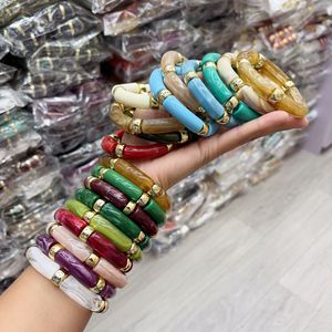 PFT Pulseras <span class=keywords><strong>de</strong></span> Tubo Personalizadas para Mujer, Apilables, <span class=keywords><strong>de</strong></span> Bambú, con Cuentas Acrílicas Gruesas, Elásticas, <span class=keywords><strong>de</strong></span> <span class=keywords><strong>la</strong></span> <span class=keywords><strong>Amistad</strong></span>, para Verano y Playa - Product Image 1