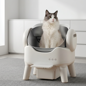 Bac à litière automatique intelligent pour chat, forme ovale, sans poussière, contrôle des odeurs, nettoyage facile, grande capacité 74L, matériau ABS+PP, application pour chats - Product Image 1