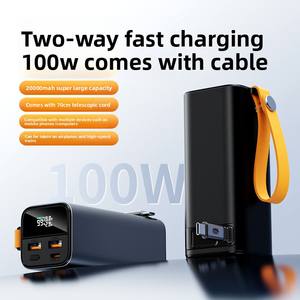 แบตสำรองพก<span class=keywords><strong>พา</strong></span> OEM 100W ความจุ 20000mAh พร้อมสายชาร์จแบบยืดหดได้และหน้าจอแสดงผล - ชาร์จเร็<span class=keywords><strong>ว</strong></span>, ตั<span class=keywords><strong>ว</strong></span>เครื่องอะลูมิเนียม, สำหรับแล็ปท็อปและการใช้งานกลางแจ้ง - Product Image 3