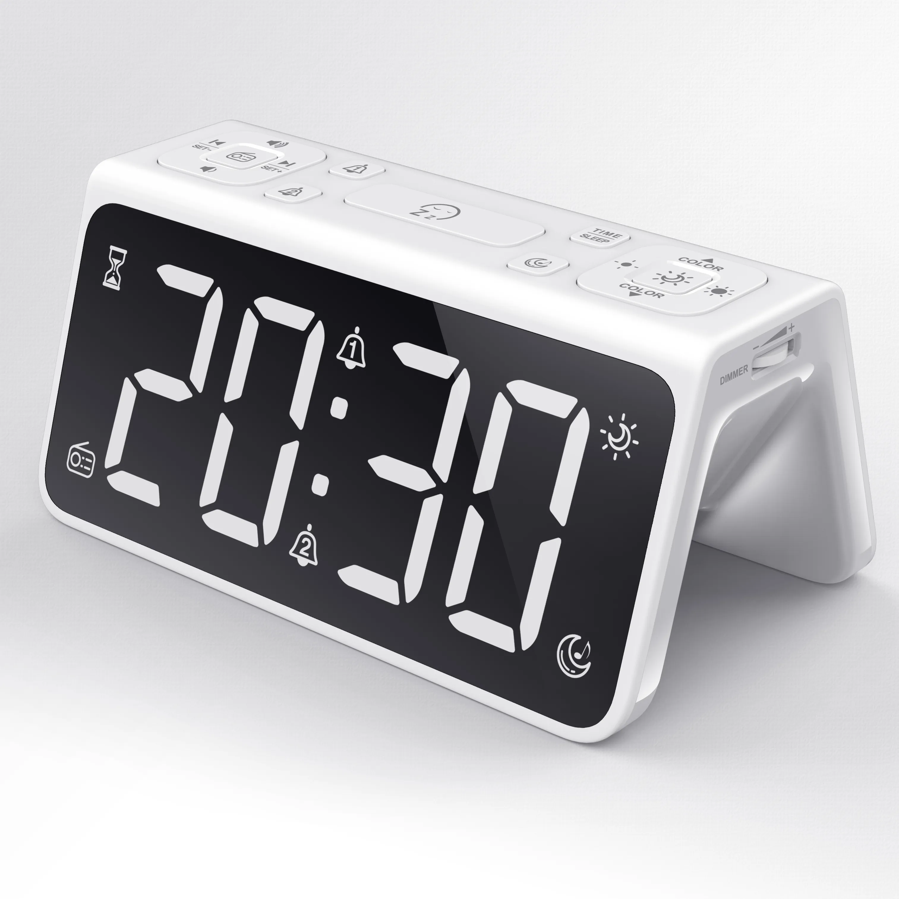 Hotel Alarm Clock Bell Bedroom Music Digital Nightlight LED Lights Smart Alarm Clock FM Radio