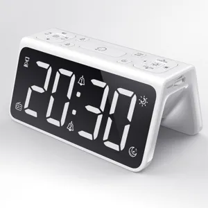 EMAF 2023 new 15W Qi wireless charging alarm clock wireless charger temperature humidity dual alarm set bedstand digital clock
