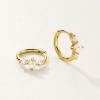Nagosa chic 18k or vermeil bijoux 925 argent sterling coquille perle zircone boucles d'oreilles créoles
