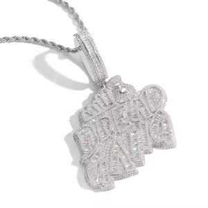 Colgante de Plata de Ley 925 con Moissanita, Collar de Moda Hip Hop Iced, Amuleto de Diseño, Accesorio de Streetwear - Product Image 3