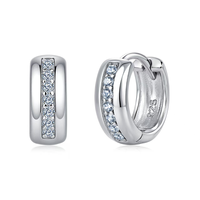 Boucles d'oreilles créoles Huggie en argent sterling 925 plaqué or, serties de moissanite, testées au diamant, pour femme, usage quotidien