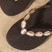 En stock, tongs Evertop Surf pour femmes, décorées de coquillages, sandales plates d'été pour la plage