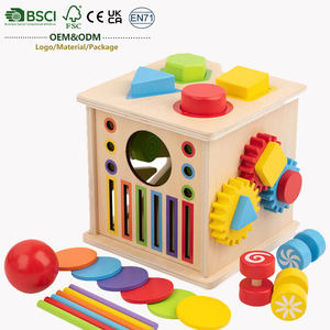 Cubo de Actividades Montessori de Madera, Juguete Sensorial Multifuncional, Engranajes, Formas, Rompecabezas, Desarrollo de Habilidades Motoras Finas, Juguetes Educativos - Product Image 1