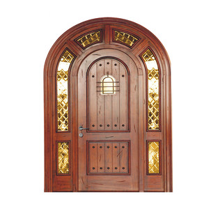 Brunet fini peinture arc en bois verre double portes pour l'entrée principale - Product Image 4