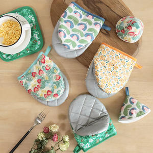 Maniques de cuisine Homey 14x18cm résistantes à la chaleur, motif végétal imprimé, pour la manipulation des couvercles de casseroles et faitouts en émail - Product Image 4