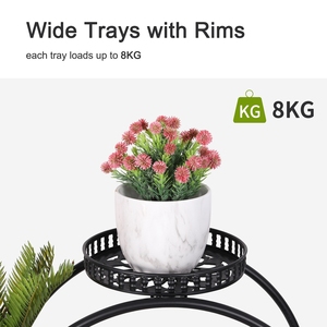Soporte de Metal para Plantas Unho de 6 <span class=keywords><strong>Macetas</strong></span>: Soporte para <span class=keywords><strong>Macetas</strong></span> <span class=keywords><strong>con</strong></span> <span class=keywords><strong>Ruedas</strong></span>, Estante de Exhibición de 4 Niveles para Patio, Balcón, Jardín, Decoración del Hogar - Product Image 3