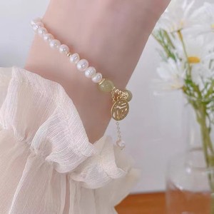 Pulsera de Jade de Hotan y Perlas de Agua Dulce, Estilo Retro Francés, Nueva Moda, Pequeño Grupo, Carácter Antiguo Fu - Product Image 2