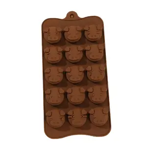 15腔猪形3D巧克力模具果冻糖果模具Diy硅胶蛋糕模具
