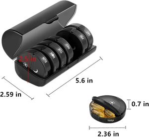 Offre Spéciale : Boîte de Rangement Portable Moderne pour Médicaments à 21 Compartiments, en Plastique PP Noir, Organisateur Hebdomadaire de Comprimés, Portable pour Sept Jours - Product Image 4