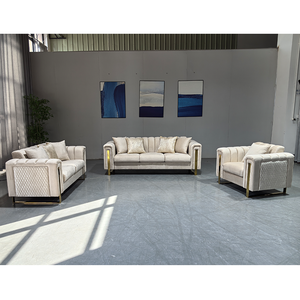 PZCN HOME Set di Divani Moderni di Lusso 1+2+3 in Stile Nordico per Soggiorno con Cuscini e Decorazioni Dorate - Product Image 5