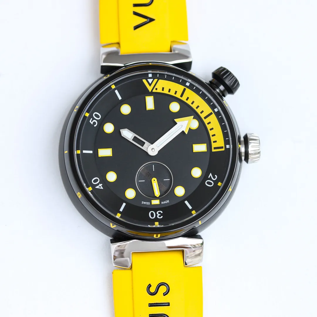 男性用カスタムロゴウォッチ高級腕時計ストリートダイバークロノグラフ時計自動巻きムーブメント44mmファッションデザインスポーツウォッチ