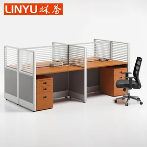 Meja Kantor Kantor 4 Tempat Duduk, Meja Partisi Kantor, Meja Kantor, Meja Kantor dengan Layar, Profil Aluminium, Meja Kantor Kantor 4 Tempat Duduk