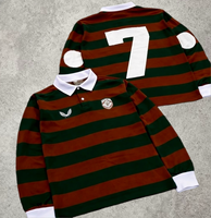 Polo en coton à manches longues, coupe ample, col polo, broderie personnalisée, jersey de rugby, tricot rayé, pour homme