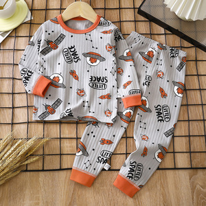 Ensemble pyjama thermique à manches longues pour enfants 2 pièces Vêtements de nuit chauds d'hiver Imprimé de dessin animé Unisexe Coton respirant Pyjamas Garçons Filles - Product Image 6
